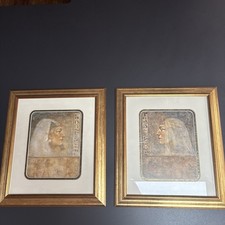 2 x Wall Hanging Framed Art Picture Egyptian Ramses and Cleopatra