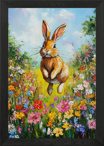 Rabbit field of flowers - field,