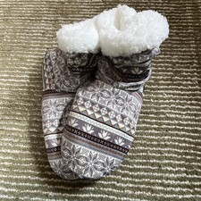 Muk Luks Mukluks  Fair Isle Bootie Slippers Soft Sole New Size Large 6 7 8 