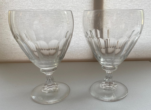 Antique pressed glass goblet - glass,