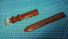 MEN'S GENUINE SEIKO 18mm LEATHER CALF  Z CROCODILE GRAIN WATCH STRAP GOLD BUCKLE