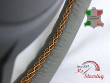 FITS DODGE RAM SRT-10 04-06 GREY LEATHER STEERING WHEEL COVER | ORANGE STITCHING