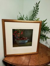 TERENCE MILLINGTON A/P Limited Edition ETCHING fusias And Plums In Bowl Framed 