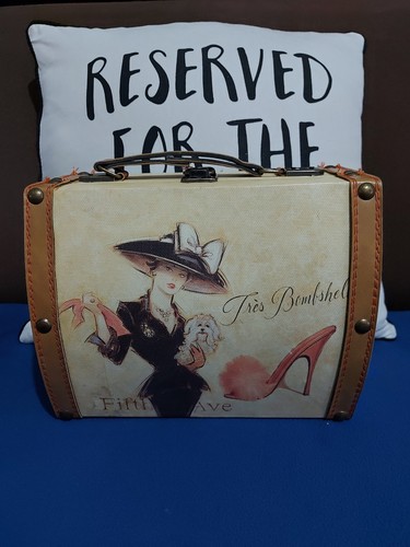 Retro ladies wooden suitcase - wooden,