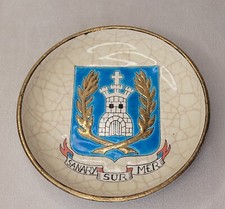 LONGWY YM CUP ENAMELED CASTLE CASTLE CITY SANARY SUR MER COAT OF ARMS GOLD PALM