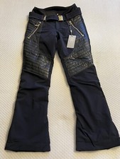 Ladies Bogner Nadja Black Leather Panel Ski Pants Salopettes Size XS 34 UK 8 New