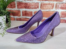 STRADIVARIUS PURPLE PARTY SHOES UK 3 EU 36 EMBELLISHED TEXTILE POINTED HIGH HEEL