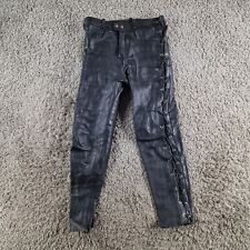 Xile Leather Trousers Womens Waist 32 Leg 28 Black Vintage Lace Up Biker