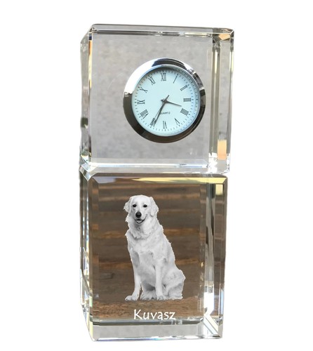 Kuvasz crystal clock - crystal, with