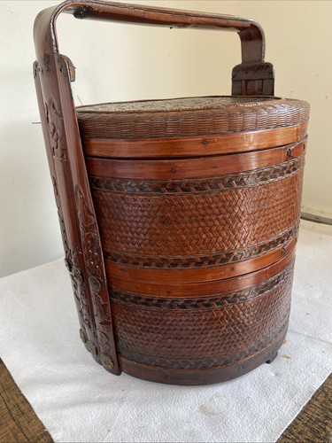 Large vintage woven rattan two - large,