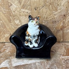 Vintage 1988 Doreen Pickard Studio Pottery Tabby Cat on Sofa Figurine