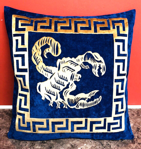 Navy gold velvet greek - gold,