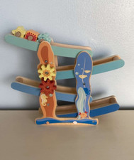 Wooden Click Clack Track Ramp Toy Pastel Colours Seashore