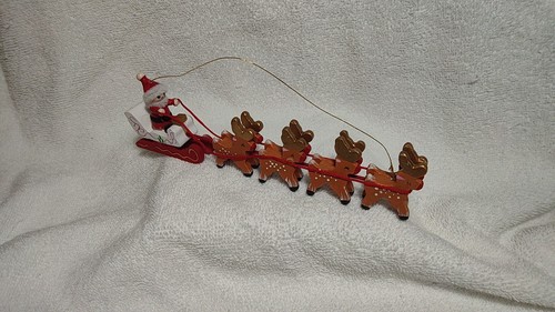 Vintage wooden santa sleigh - santa,