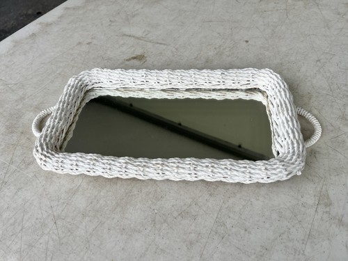 Vintage wicker mirror dresser - wicker,