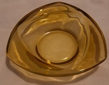 Vintage Sklo Union Triangular Ashtray.  Amber Glass