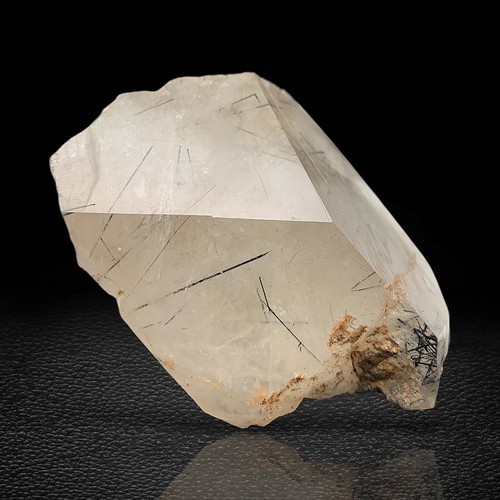 Black rutile with quartz - with, on