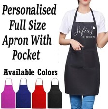 Personalised BIB Apron Pocket Kitchen Workwear Chef Printed Custom Text