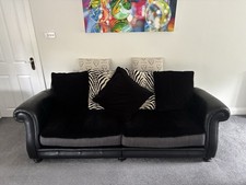 Lovely Large 3/4 Seater Stamford Sofa & 2 Matching Armchairs. Leather/Fabric 