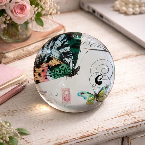 Butterfly glass paperweight - butterfly,