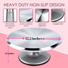 12'' Cake Turntable Aluminum Cake Revolving Stand Holder Cake Baking Decor Tools