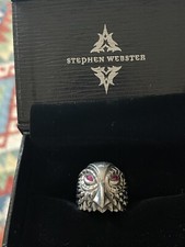 Unique Stephen Webster Sterling Silver & Ruby Qwl Ring (UK N)