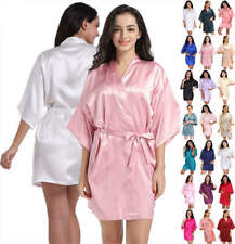UK Womens Kimono Bridesmaid Bridal Robes Weeding Dressing Gowns Satin Nightdress