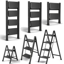 2/3/4 Step Ladder Folding Step Stool Heavy Duty Metal Compact Foldable Ladders
