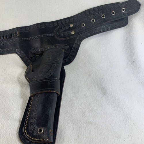 Vintage black tooled - black, leather