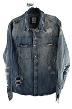 ZARA Blue Denim Overshirt Jacket size L Mens Relaxed Fit Casual Outdoors