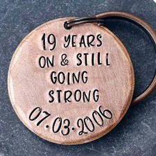 PERSONALISED 19 Year Bronze 19th Wedding Anniversary Gift Husband Wife Keychain