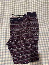 Jack Wills Ladies Tight Pyjama Bottoms Red And Pink Christmas Theme Uk 12