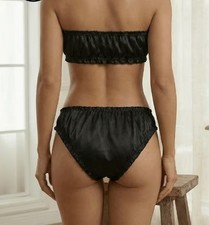 2 PIECE Sexy BLACK SATIN