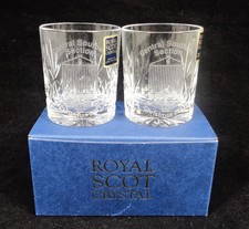 Royal Scot Crystal Pair of Whisky Tot Glasses Kintyre Pattern Rolls-Royce 2011