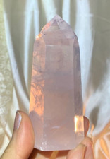 GORGEOUS GEMMY PINK GIRASOL ROSE QUARTZ POLISHED CRYSTAL POINT TOWER BRAZIL *2
