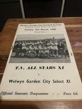 TV All Stars XI v Welwyn Garden City Select XI Charity Match Programme From 1960
