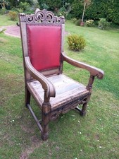 Antique Story telling Large Throne Chair Victorian 1890s 