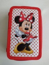 DISNEYLAND RESORT MINNIE MOUSE PENCIL CASE BOX 3 Tier Compartments Zipped Disney