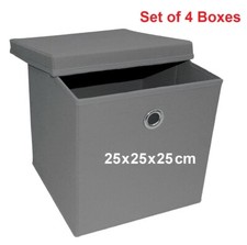 Foldable Storage Boxes with Lid Set of 4 Collapsible Fabric Storage Cubes
