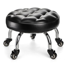 Round Low Rolling Stool PU