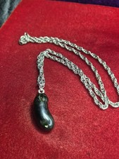 Vintage Dark Green Maori Pounamu Stone Pendant Bean Shape Necklace