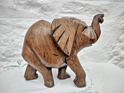 Large wooden carved elephant - large,