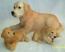 Dog Figurine.North Light 1988.Golden. Labrador "Godfrey" Group. 8" Adult &2 Pups