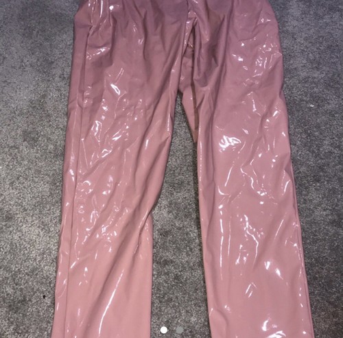 Taupe vinyl zip pants - taupe,