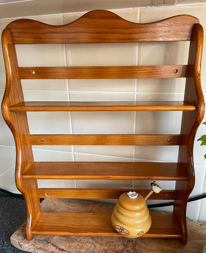Wooden pine spice rack shelf - wooden,