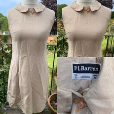 VINTAGE 60’s 50’s DL BARRON GOLD MOD TWIGGY SHIFT DRESS Stylish 10 Wedding Party