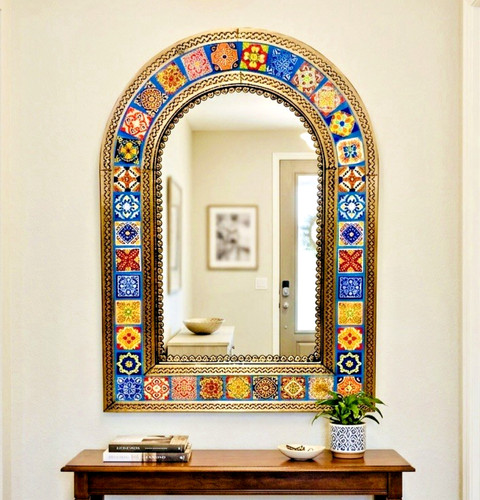 Mexican punched tin mirror - mexican,