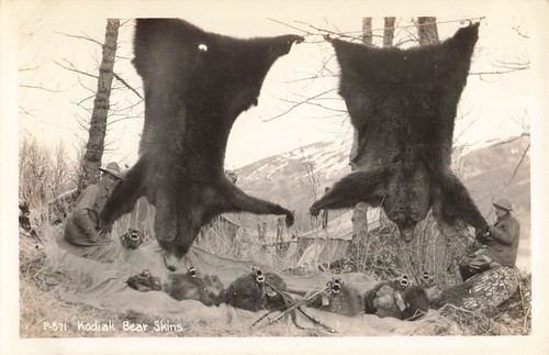 Postcard hunters with brown - postcard,