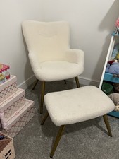White Boucle Accent Chair and