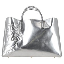 Anya Hindmarch Maxi Tony Ebury Tote Bag in Silver Leather
